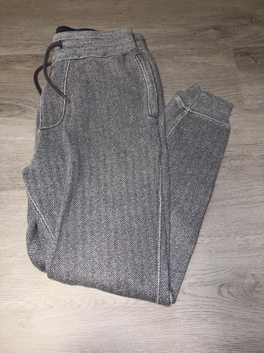 Abercrombie & Fitch Men's Gray Fleece Herringbone Sweatpants